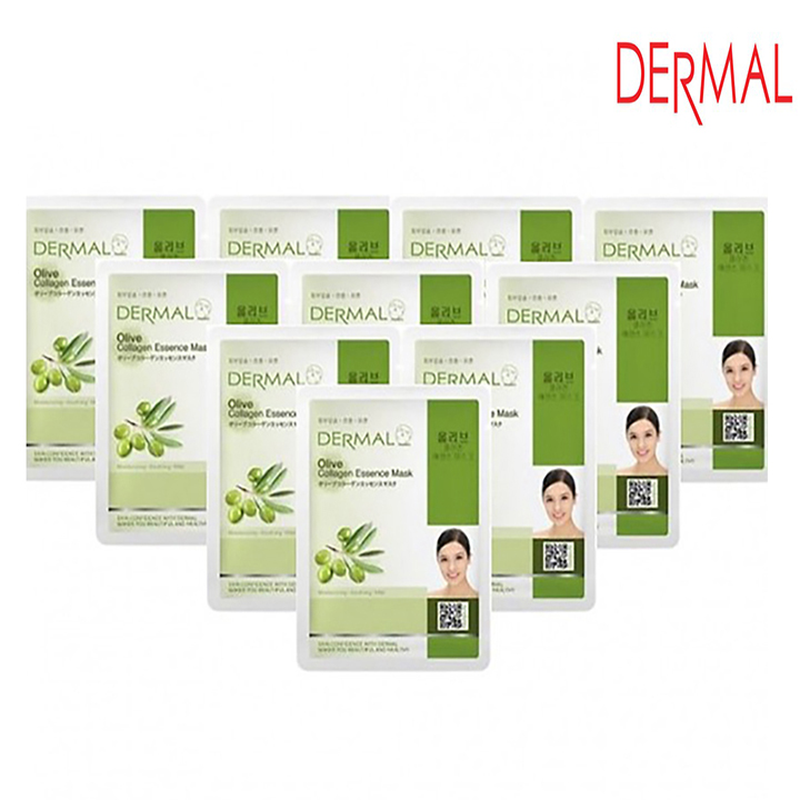 Mặt Nạ Dưỡng Chất Tinh Dầu Olive + Collagen Dermal - 10 Miếng