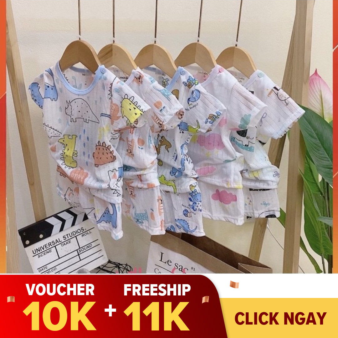 Bộ cộc tay cài vai cotton giấy cho bé sơ sinh 3-15kg hàng đẹp mặc nhẹ mát mềm mại thấm hút mồ hôi