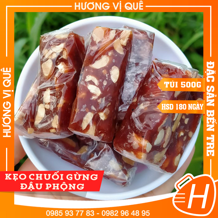 Kẹo Chuối Gừng Đậu Phộng - Túi Zip 500g - Đặc Sản Bến Tre