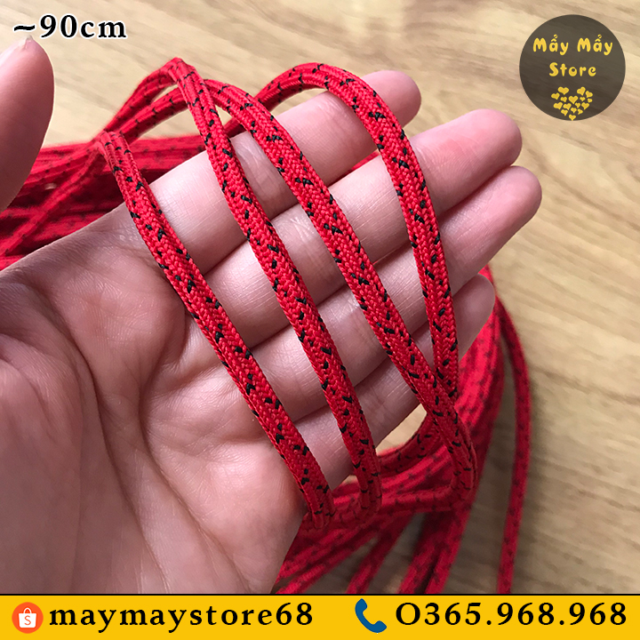 Dây Giày Màu Đỏ Vằn Màu Đen Dài 90cm (Cho Giày Có 5-6 Lỗ Xâu)