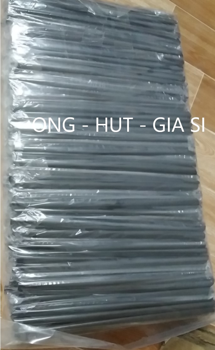 Ống hút trân châu màu đen, có màng bọc phi 12 (500gram)