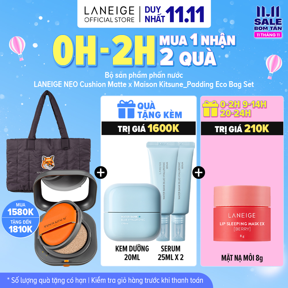 [Phiên bản độc quyền] Bộ sản phẩm phấn nước LANEIGE NEO Cushion Matte 21N x Maison Kitsune_Padding Eco Bag Set