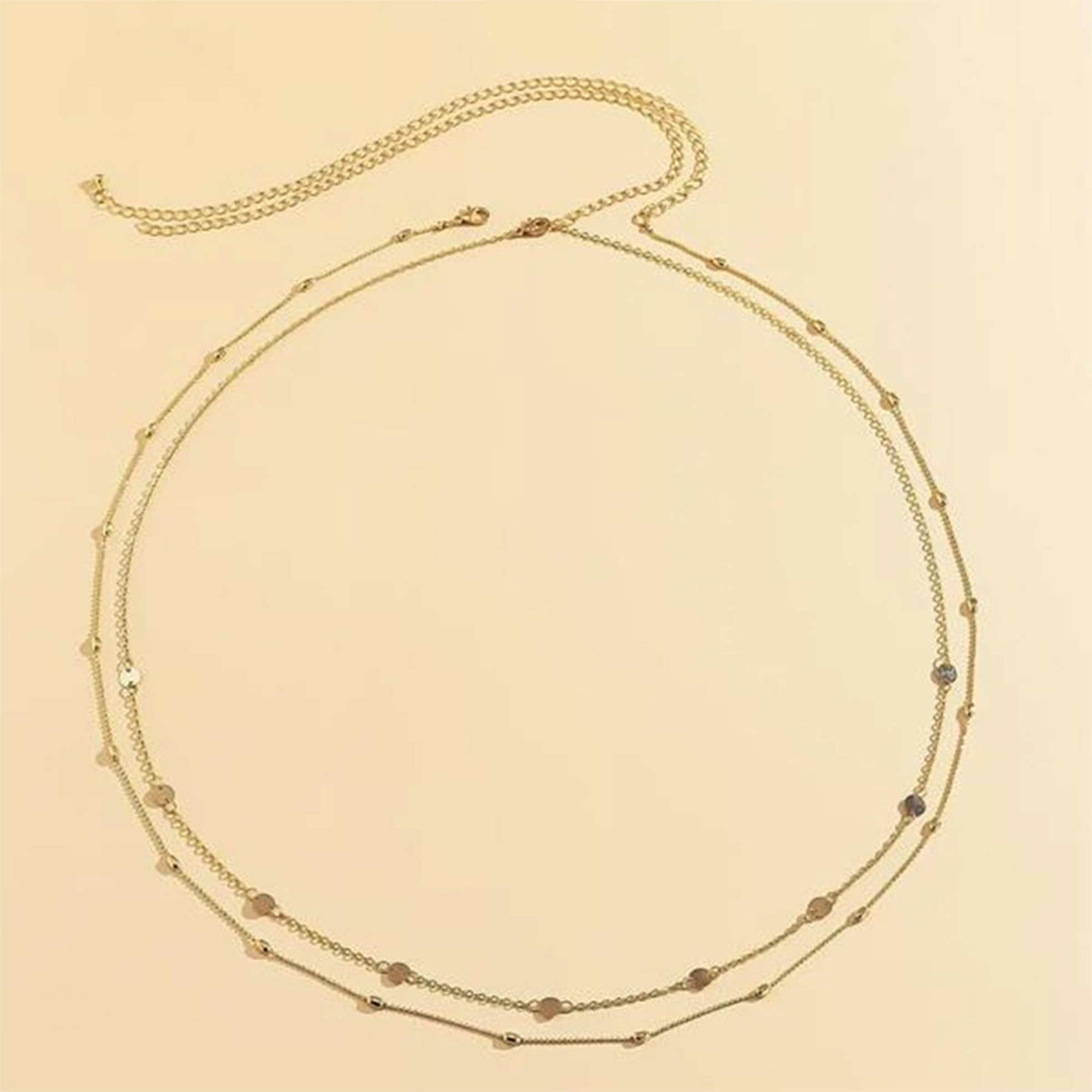EWELLBE Quà mới Dây chuyền thắt lưng Phụ kiện Bikini thời trang Hai lớp hợp thời trang Sequins Belly Chain Nhiều chuỗi Sáng bóng