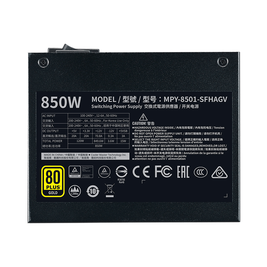 Nguồn máy tính Cooler Master 850W V SFX Gold   (80 Plus Gold/Màu Đen)