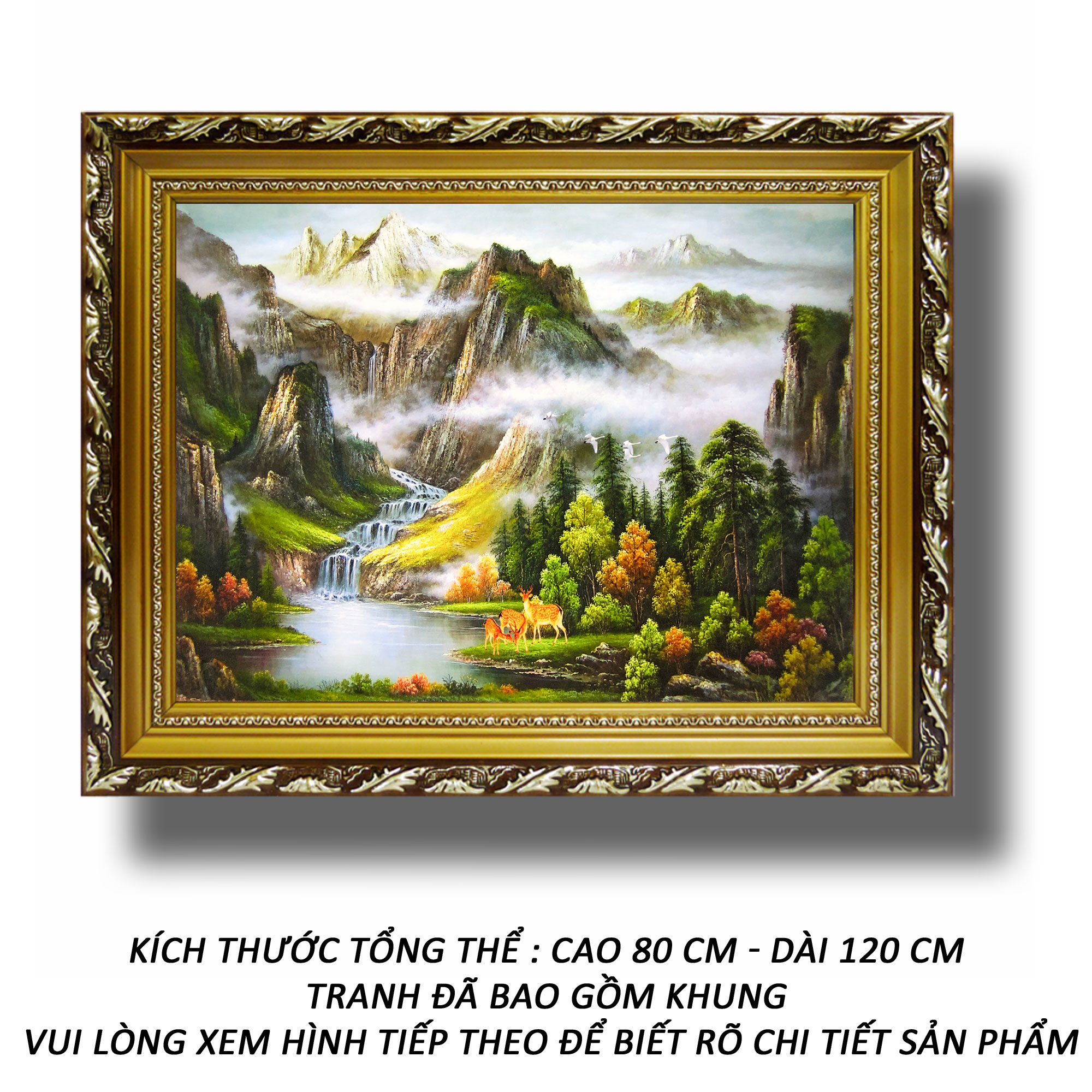 Tranh treo tường - Tựa Sơn Hướng Thủy 39 - Tranh Minh Hiền (KHUNG GỖ - 80 x 120cm)