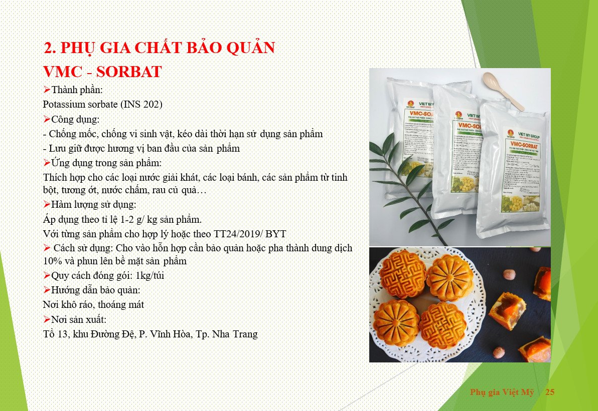 VMC Sorbat bảo quản AN TOÀN đạt chứng nhận ATTP