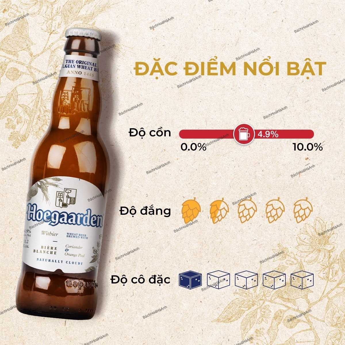 BIA HOEGAARDEN WHITE - PACK 6 CHAI 330ML