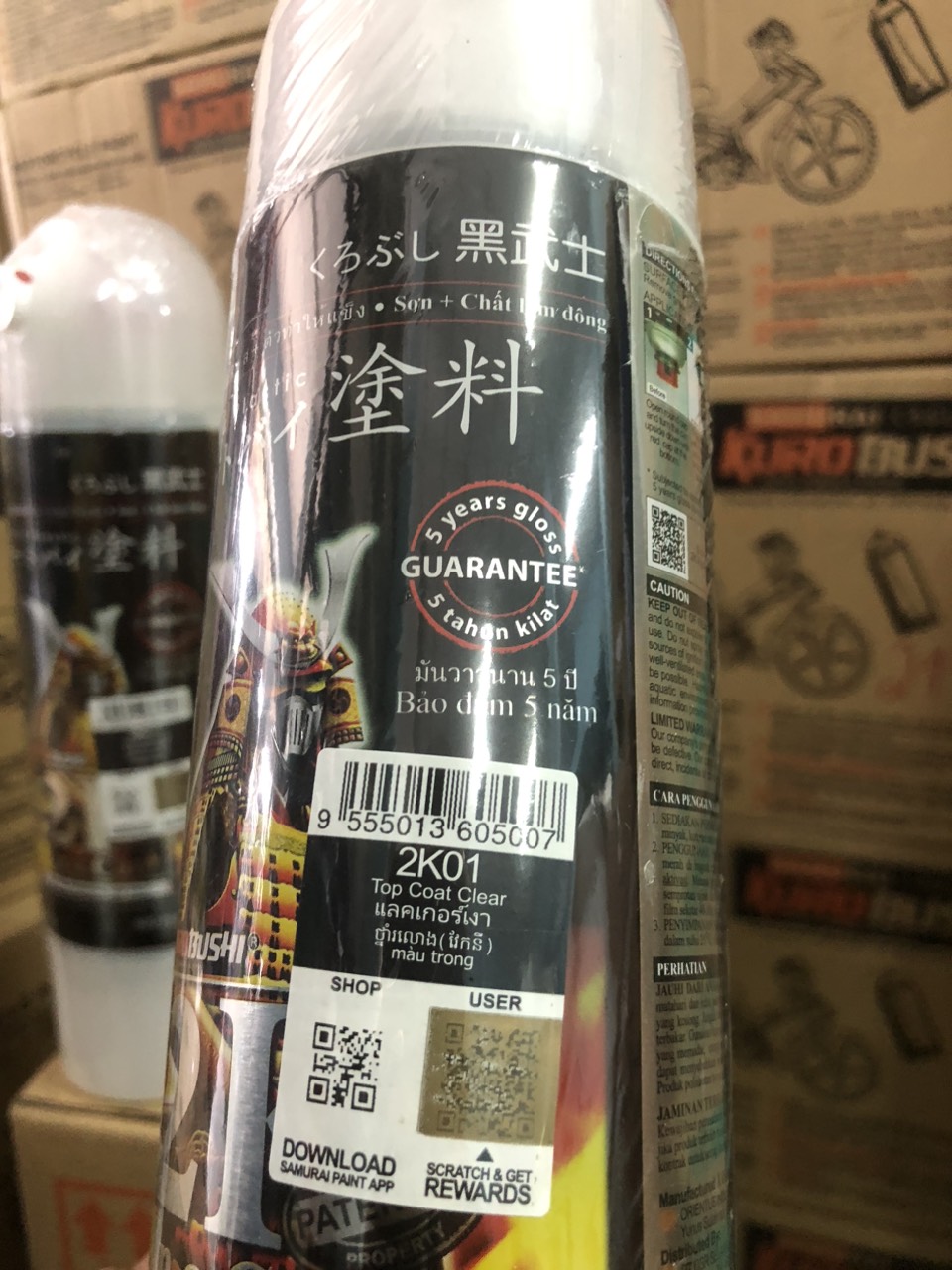 Sơn xịt Samurai Chính Hãng màu Trong - 2K01 (bóng 2K,  2 thành phần trong suốt)