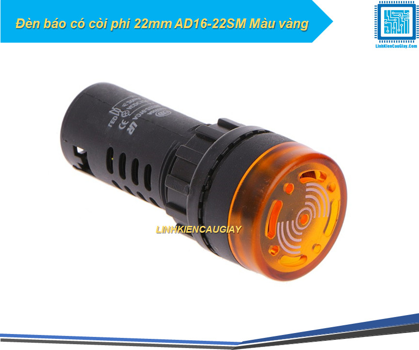 Đèn báo có còi phi 22mm ad16-22sm màu vàng