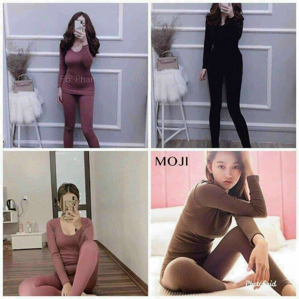 Bộ Thu Đông nữ, Bộ mặc nhà len tăm giữ nhiệt co giãn 4 chiều cao cấp