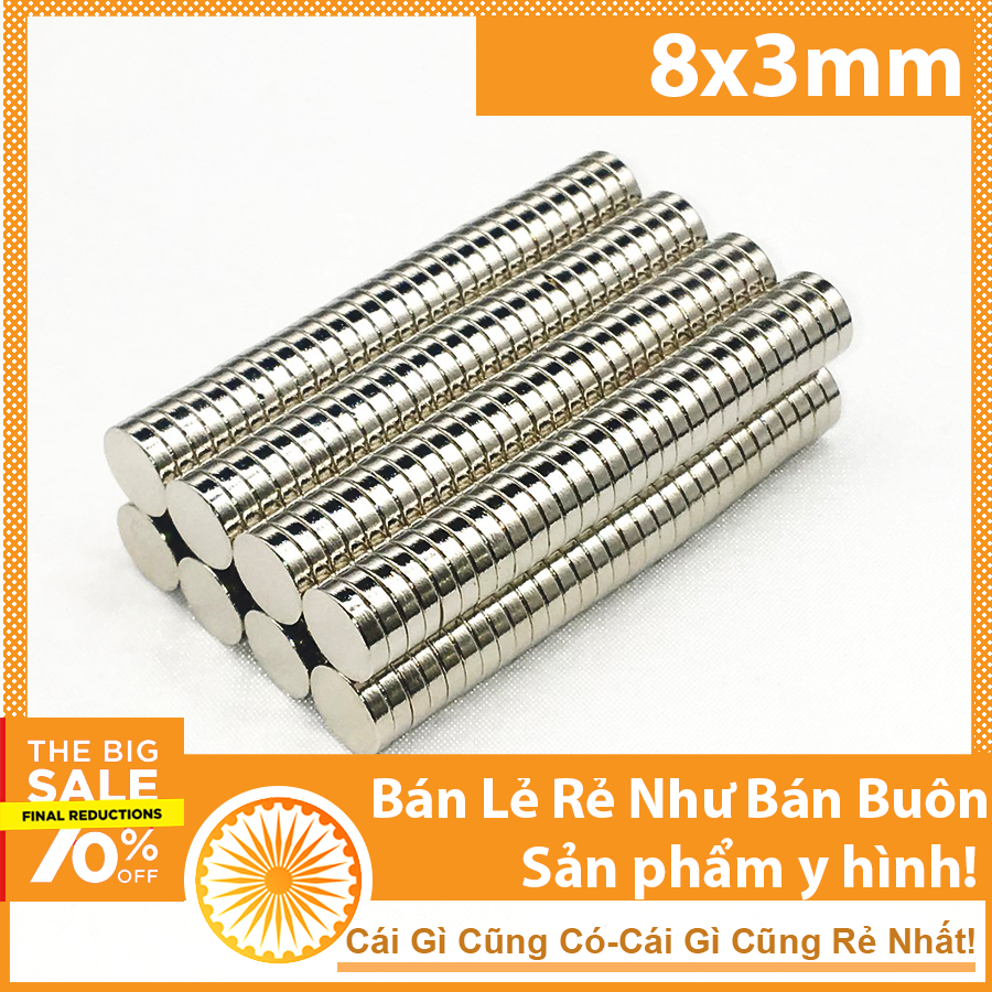 Bộ 10 viên nam châm 8x3mm