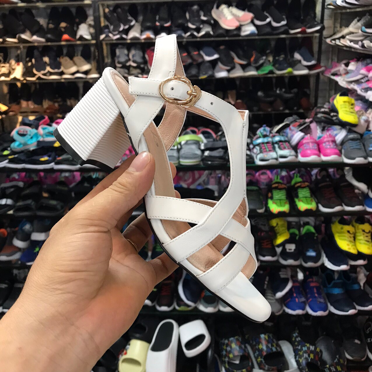 Sandal Nữ Da Thật Gót Trụ Cao 6cm