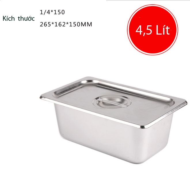 Combo 5 Khay Inox Đựng Thạch Topping Đựng Thực Phẩm GN 1/4