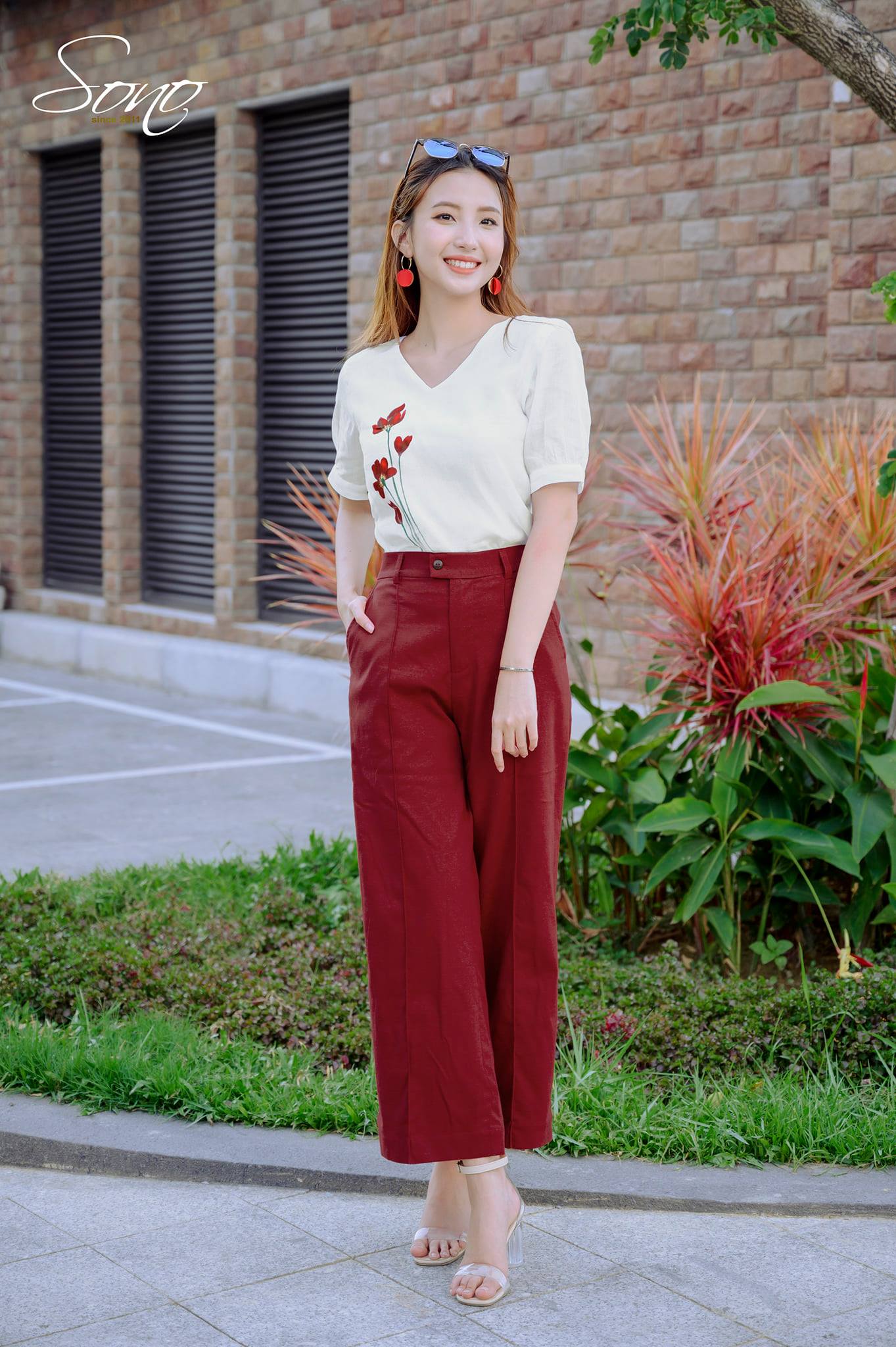 Áo linen tơ vẽ hoa