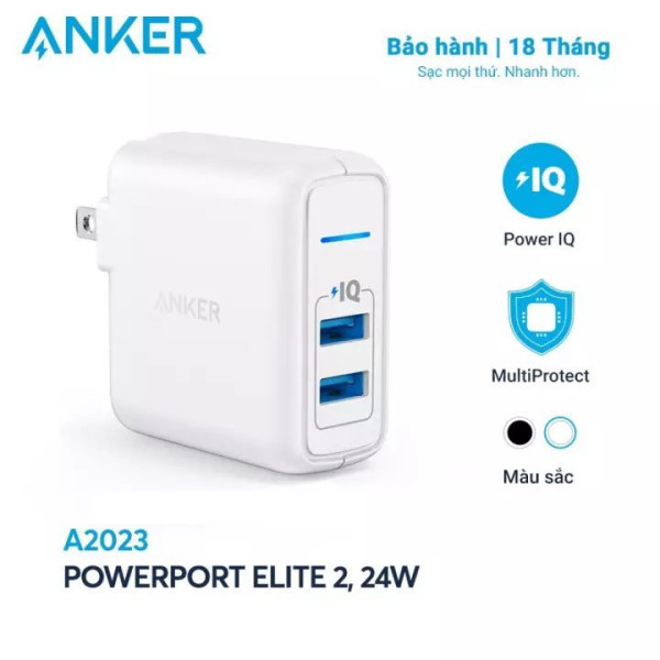Sạc Anker PowerPort Elite 2, 24w - A2023 bảo hành 18 tháng Anker Việt Nam