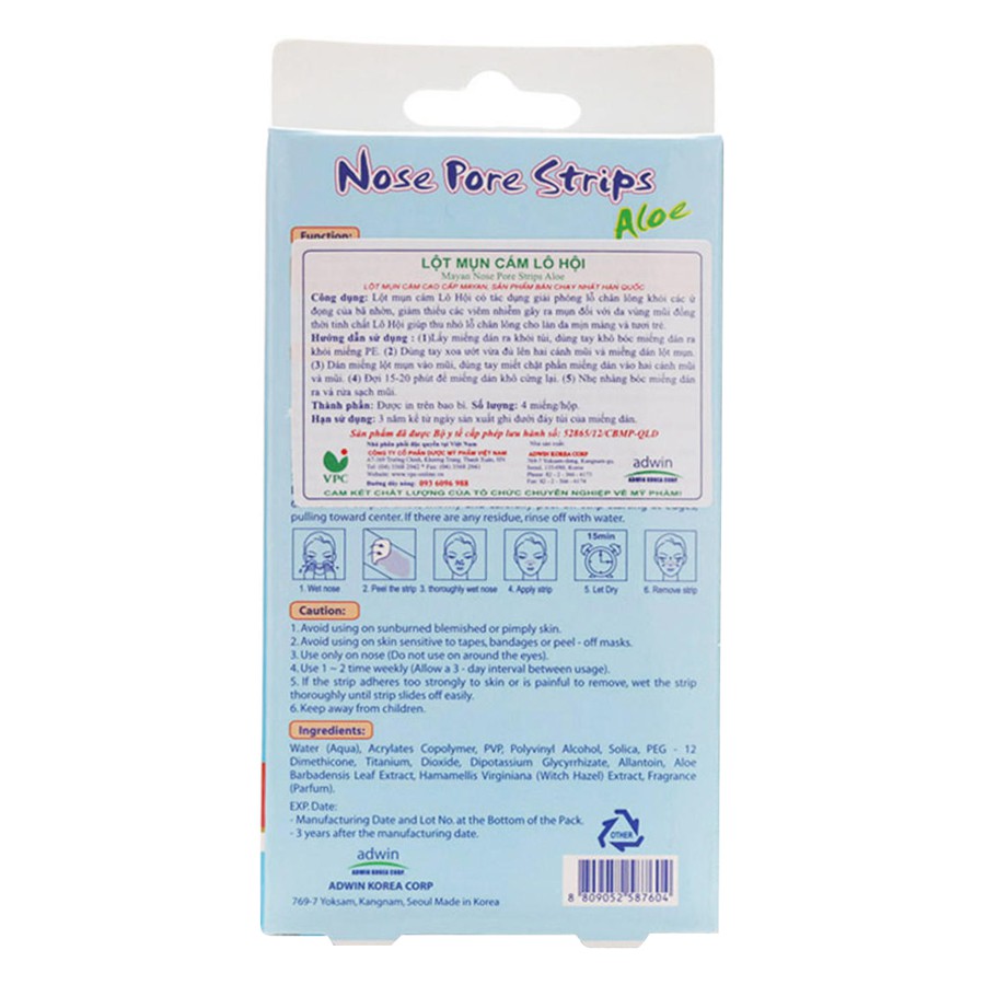 Miếng lột mụn cám Lô hội Mayan (4 miếng/hộp) Hàn Quốc