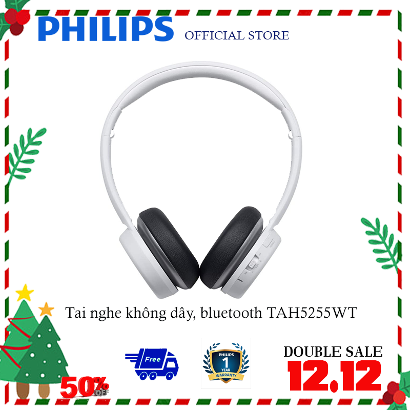 Tai nghe Philips Bluetooth TAH5255WT 97- Bảo hành chính hãng 12 tháng