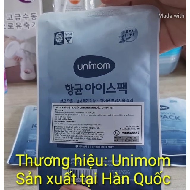 (FREESHIP ĐẾN 50k) (Made in Korea) Túi đá khô diệt khuẩn giữ lạnh sữa Unimom UM871857 NAM4