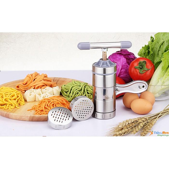 (HOT !!!) May lam bun. Máy làm bún tươi,Dụng cụ ép bún bằng tay, máy làm bún mini,máy làm mì sợi,Bán Khuôn Làm Bánh Lọt, Dụng Cụ Làm Bún Mì Tươi 5 Đầu Inox Cao Cấp An Toàn , Chất Lượng,Hiệu Quả ,Bh 1 năm 1 Đổi 1