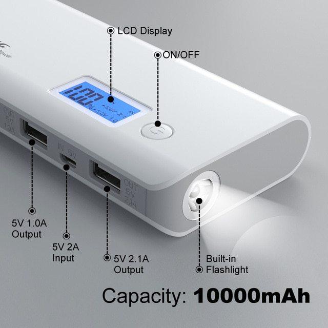 Pin sạc dự phòng Pineng PN-968 LCD 10000 mAh (Trắng) - Hãng Phân Phối Chính Thức