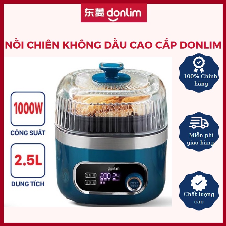 Air fryer oil multi-purpose Donlim DL7711, capacity 2.5 liter, Power 1000W, warranty 12 months