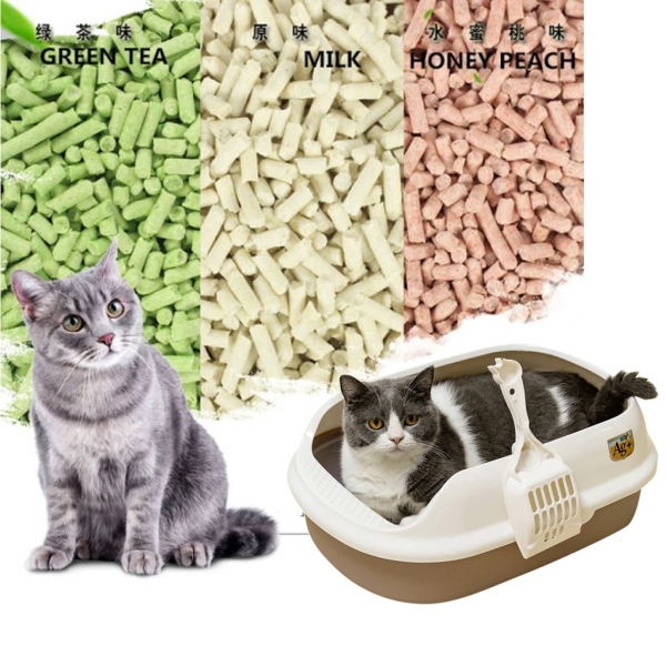 Cát đậu phụ Tofu (35L)  Cát vệ sinh cho mèo làm từ bã đậu nành Hữu cơ hòa tan trong bồn cầu và mèo ăn không sao