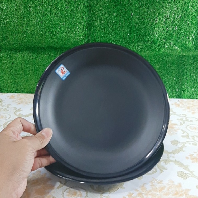 Dĩa tròn DA09N nhựa Melamine đen nhám Cao Cấp-Sang Trọng