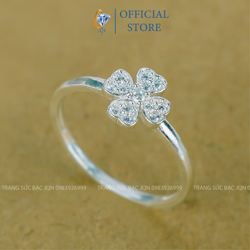 Nhẫn Bạc Nữ JQN Nhẫn Cỏ 4 Lá May Mắn N14