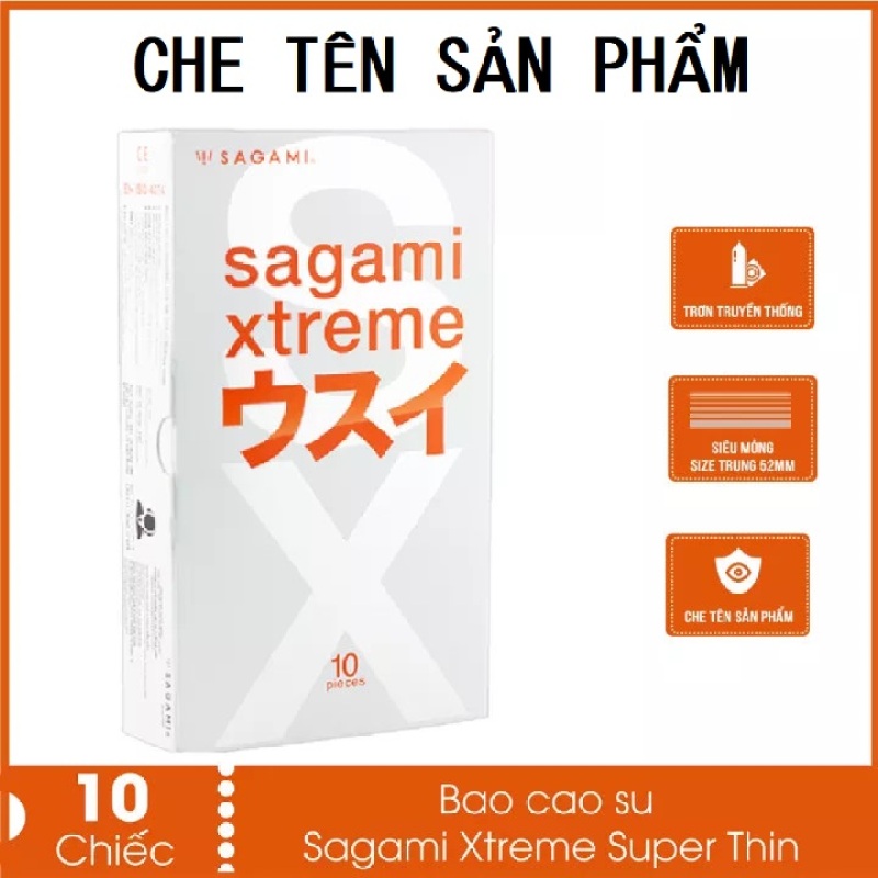 Bao cao su siêu mỏng Sagami Superthin nhiều gel bôi trơn không mùi 1 hộp 10 bcs - thegioisoi cao cấp