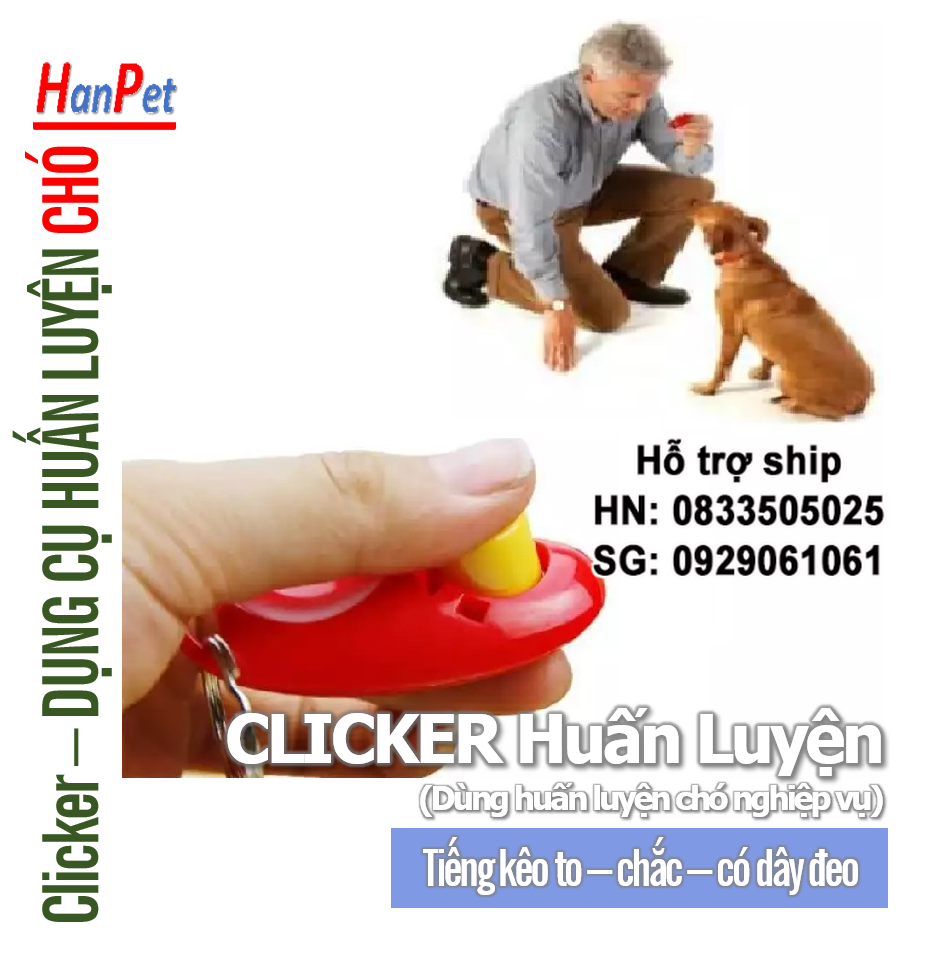 Hanpet - Clicker còi nhựa nút bấm huấn luyện chó Cho chó làm quen với clicker rất đơn giản