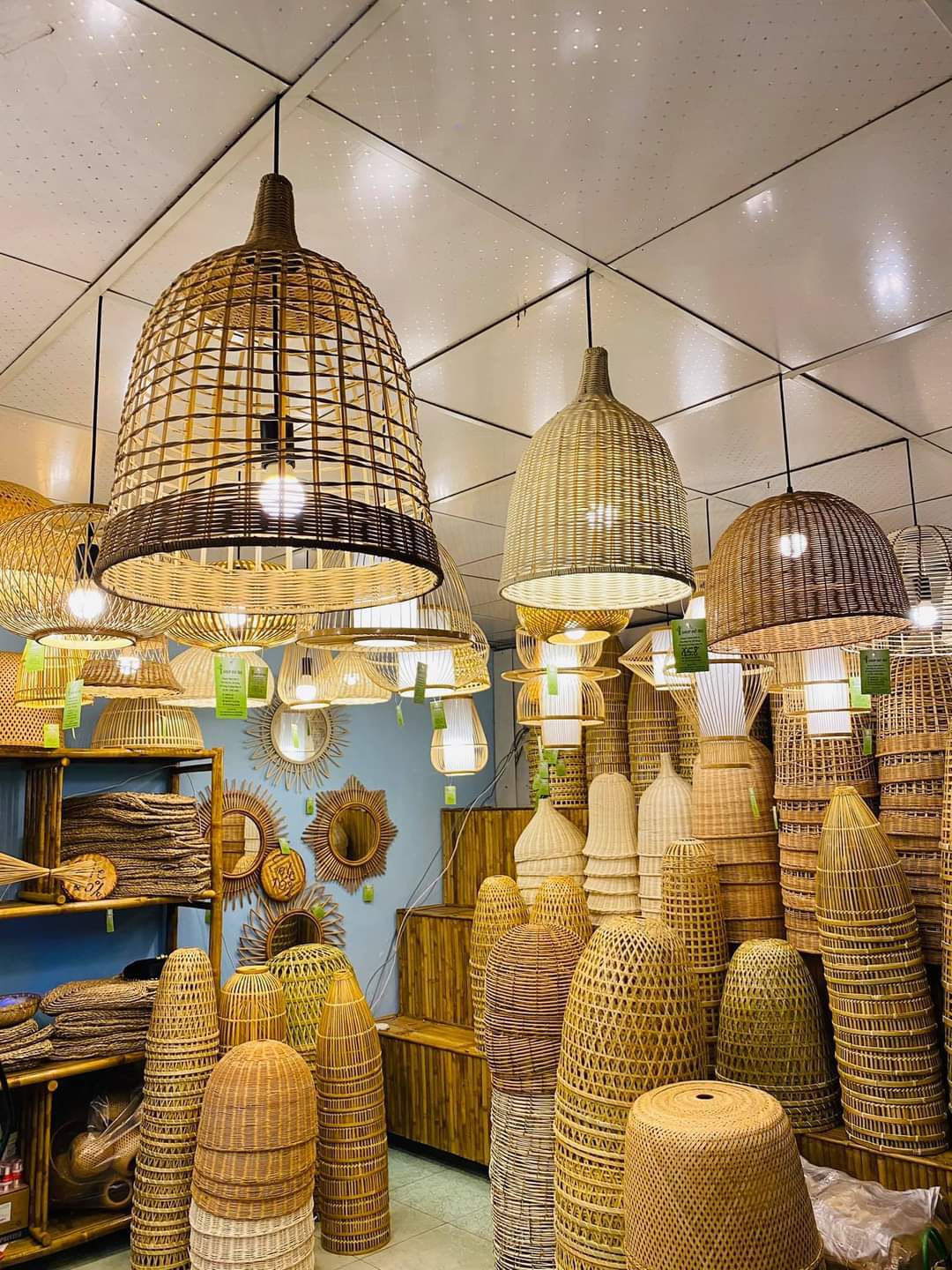 Đèn tre đèn thả mây tre đèn lồng tre (LH 0978945425)