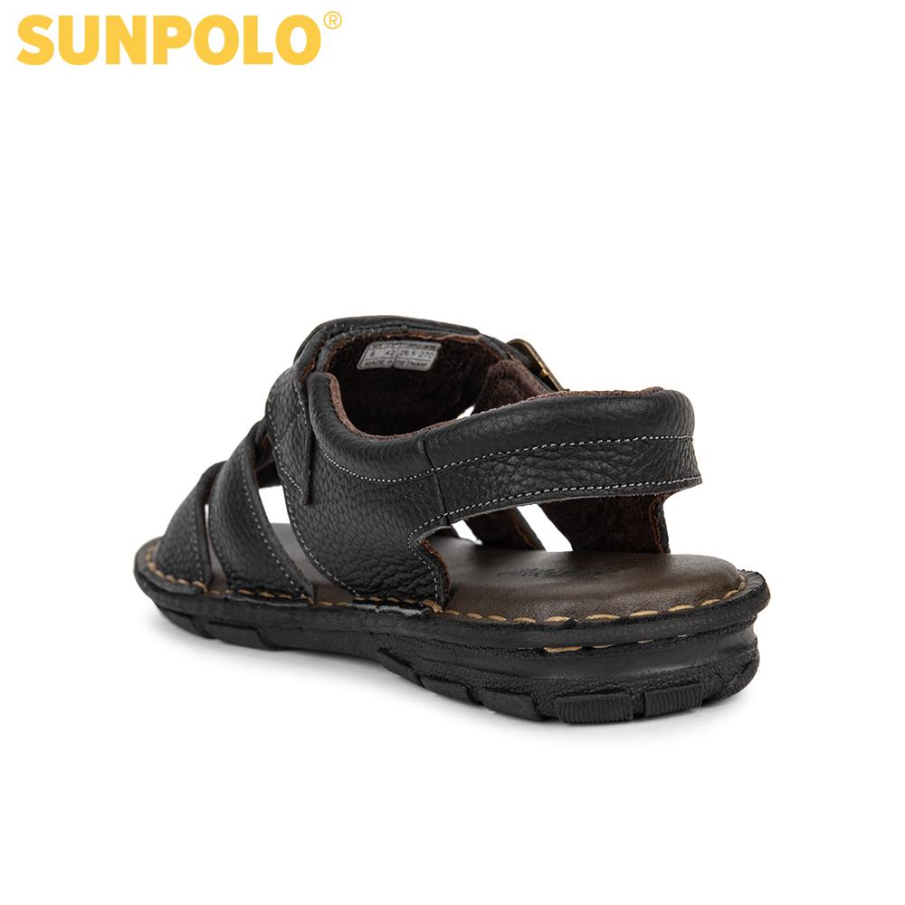 Men Leather SUNPOLO Sandals SDA023 (black, brown)