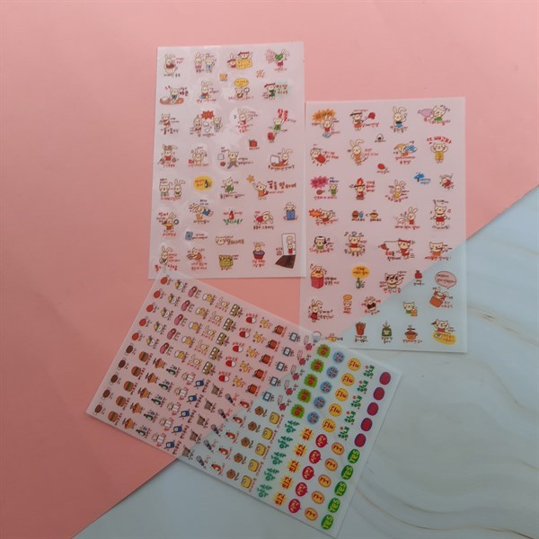 [HCM]Bộ 6 Tấm Sticker Trang Trí - Thỏ Và Mèo