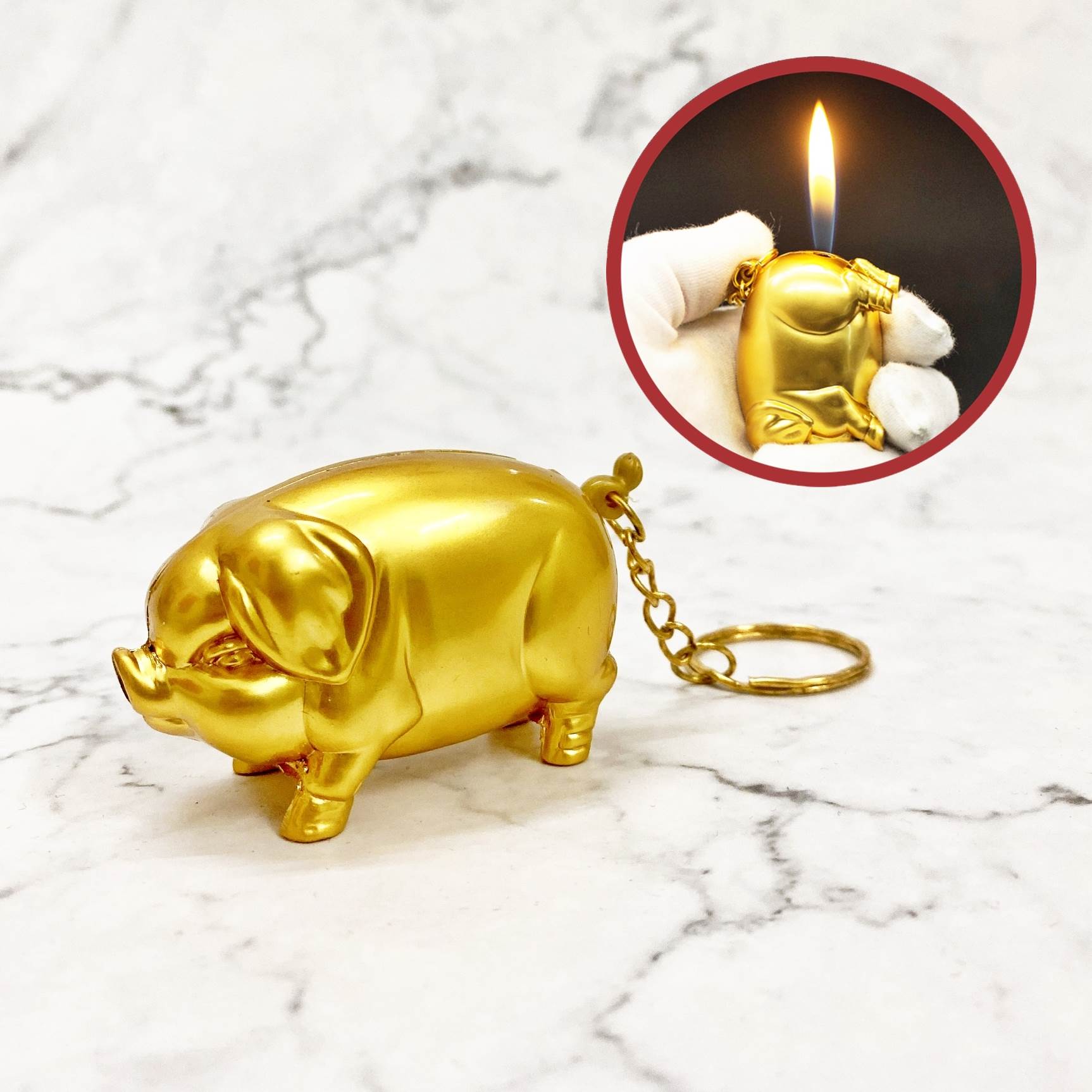(BẬT LỬA ĐỘC LẠ) HỘT QUẸT KIÊM MÓC KHÓA HÌNH CON HEO VÀNG