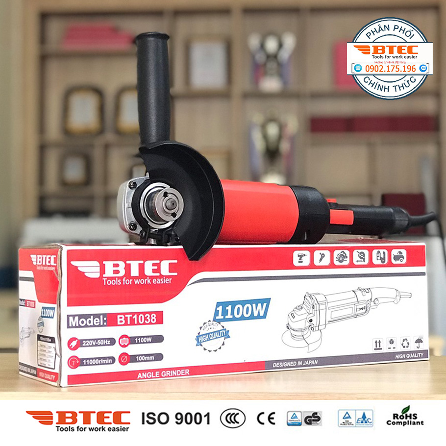 Máy mài 100mm Btec 1100w