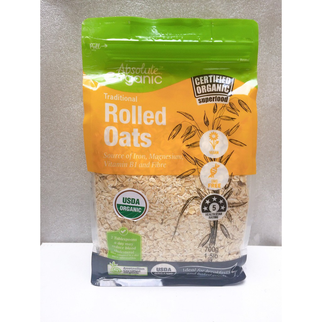 Yến Mạch Úc Tươi Hữu Cơ Absolute Organic Rolled Oat 700Gr