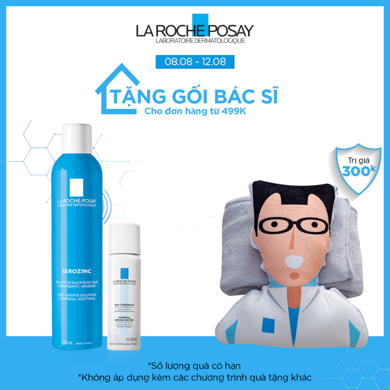 Nước xịt khoáng làm dịu và làm sạch cho da dầu mụn La Roche Posay Serozinc 300ml tặng xịt khoáng Thermal 50ml