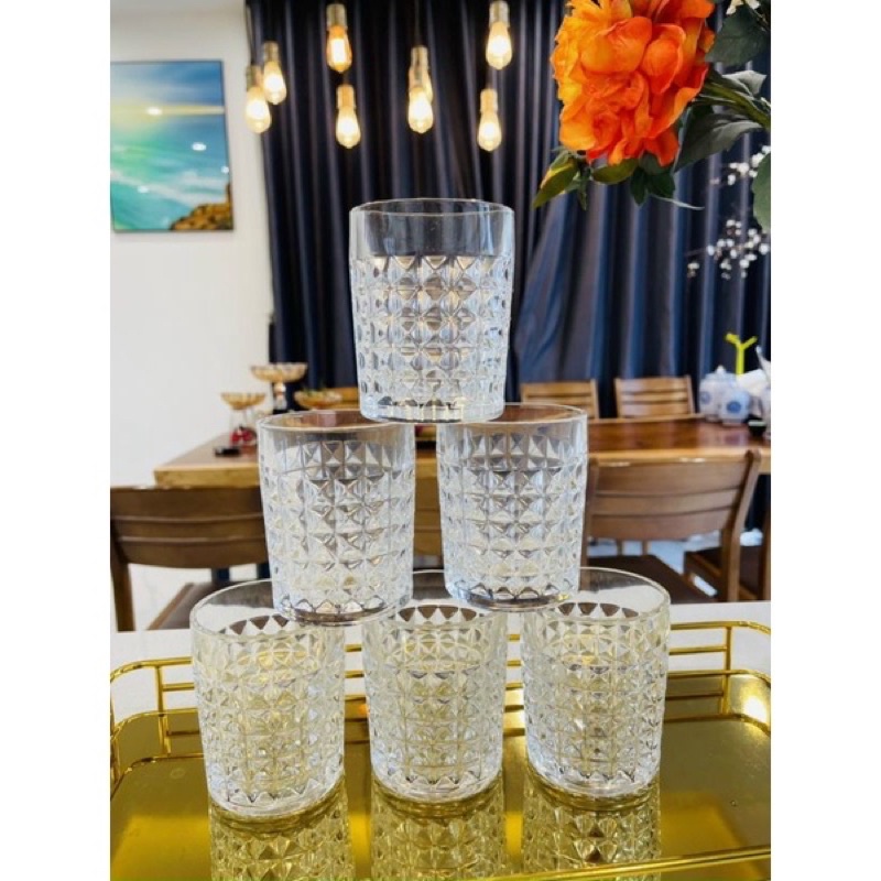 Bộ 6 Cốc Thuỷ Tinh Kim Cương Siêu Sang 2 Màu Lựa Chọn