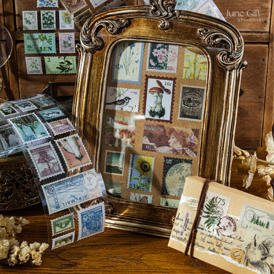 [Chiết] Sticker tem thư kiểu vintage trang trí sổ, làm journal