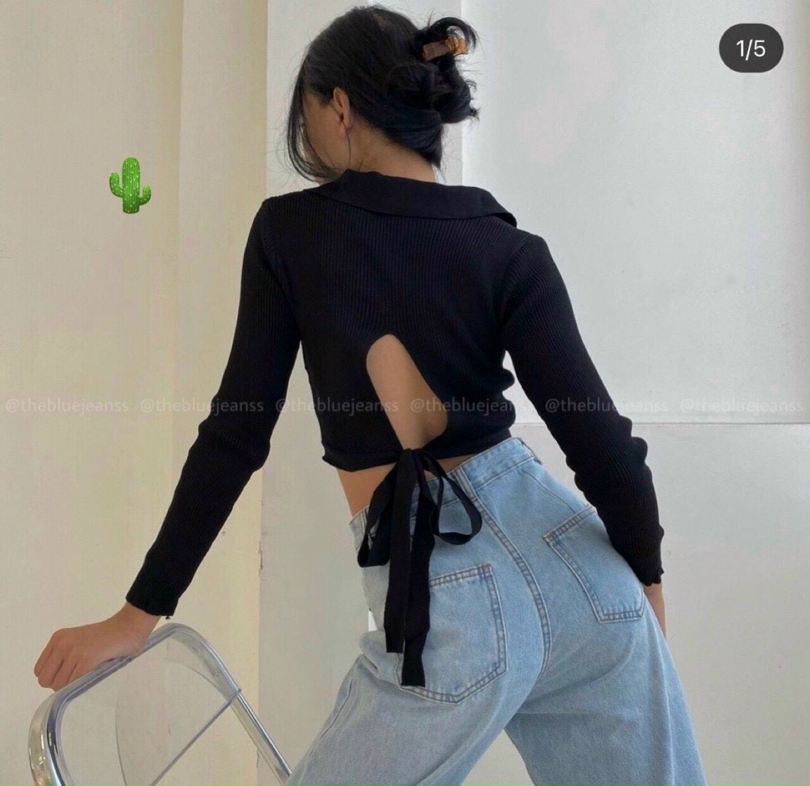 ÁO THUN TAY DÀI HỞ LƯNG CỘT DÂY CROPTOP LỬNG PC