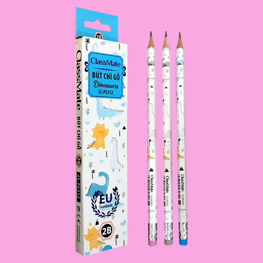 Combo 12 Bút chì gỗ cao cấp ClassMate 2B có gôm CL-PC312