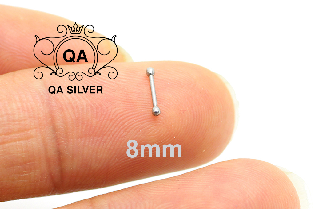 Bông tai bạc 925 giữ lỗ nam nữ hai đầu bi khuyên tròn unisex S925 BASIC QA SILVER Earrings EA190702