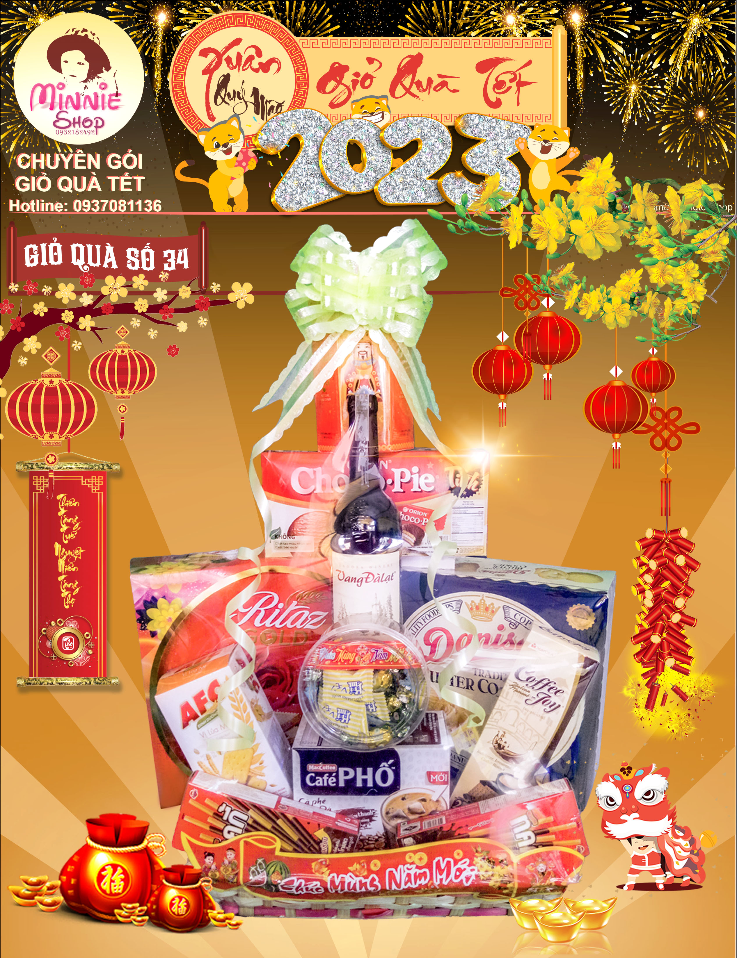Giỏ Quà Tết 2024 - MS34 (MINNIE SHOP) - GIỎ ĐẠI CÁT