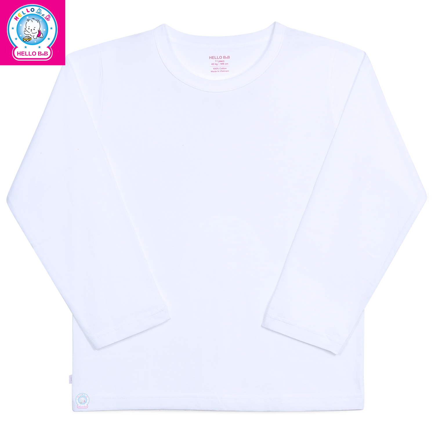 Áo cổ bo dài tay trắng bigsize al1411 - hello bnb