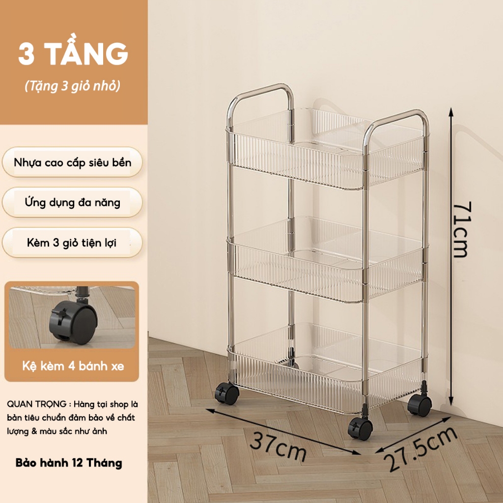 Kệ đựng đồ đa năng 2 tầng 3 tầng 4 tầng jyoohome có bánh xe chuyên dụng cho spa phòng tắm phòng bếp, xe đẩy spa