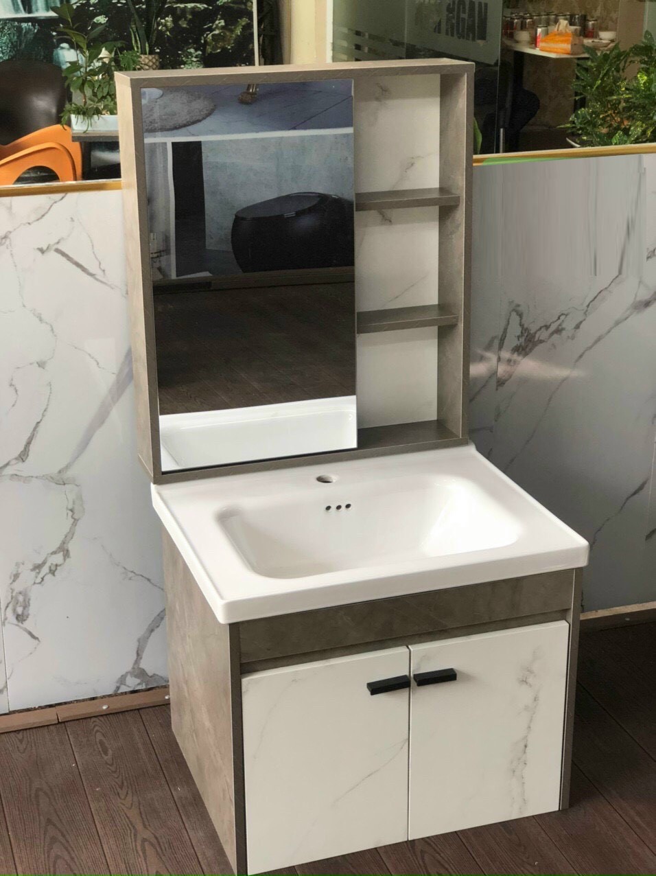 BỘ COMBO TỦ LAVABO + TỦ GƯƠNG SIZE 60*47