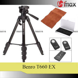 Chân máy ảnh Benro T660EX + Da cừu lau len (Da thật) + Remote cho máy ảnh + Hộp đựng thẻ nhớ thumbnail