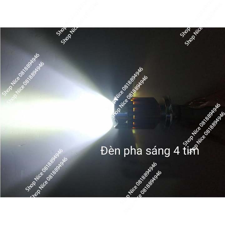 Đèn pha Led xe máy 7 màu 4 tim chân H4