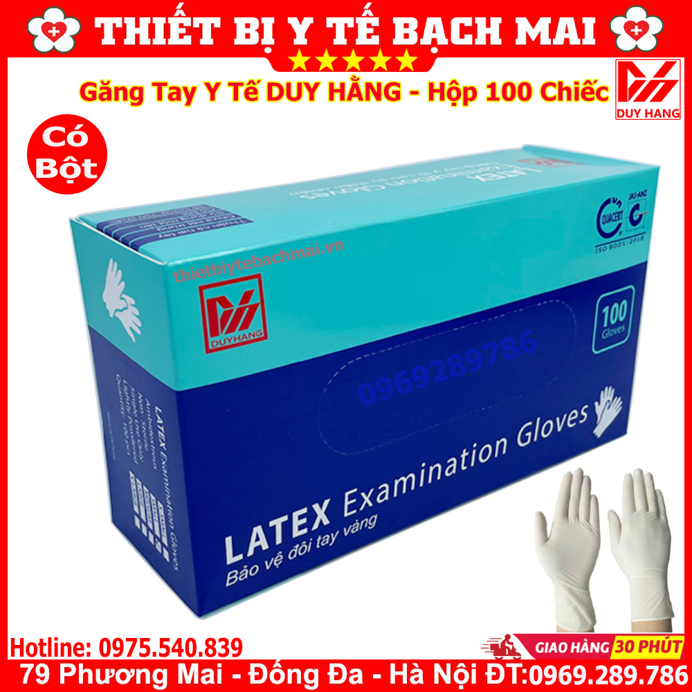 Găng Tay Y Tế Duy Hằng Có Bột Hộp 100 Chiếc