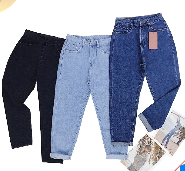 Quần jean nữ  BAGGY TRƠN NHIỀU MÀU LỬNG 9 TẤC P1-BGT-19